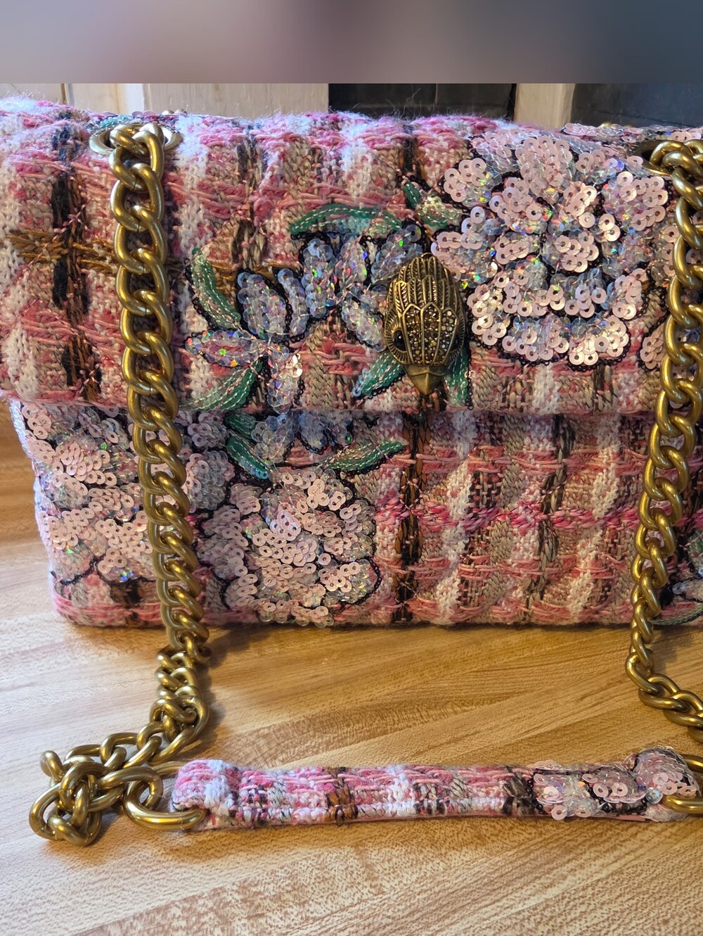 Kurt Geiger NWT Tweed & Sequin Medium Kensington & Dustbag